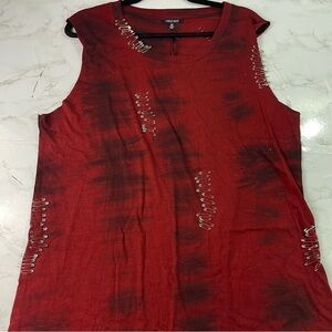 Dolls Kill Current Mood Red and Black Safety Pin Top Size Medium New with Tags